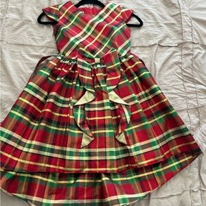 Bonnie Jean Holiday Plaid Dress - Red, Green, Gold